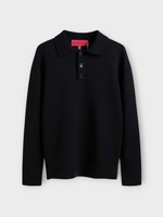 The Elder Statesman The Elder Statesman Knitwear, Navy, Cashmere Rugby Collared Polo Sweater In Navy