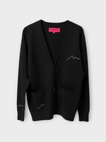 The Elder Statesman The Elder Statesman Knitwear, Multi, Cashmere V-Neck Cardigan in Navy & Light Grey w/ Mountain Embroidery x TASONI