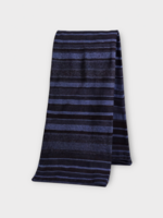 The Elder Statesman The Elder Statesman Blanket, Multi, Cashmere Striped Blanket In Black Blue & Jay Navy