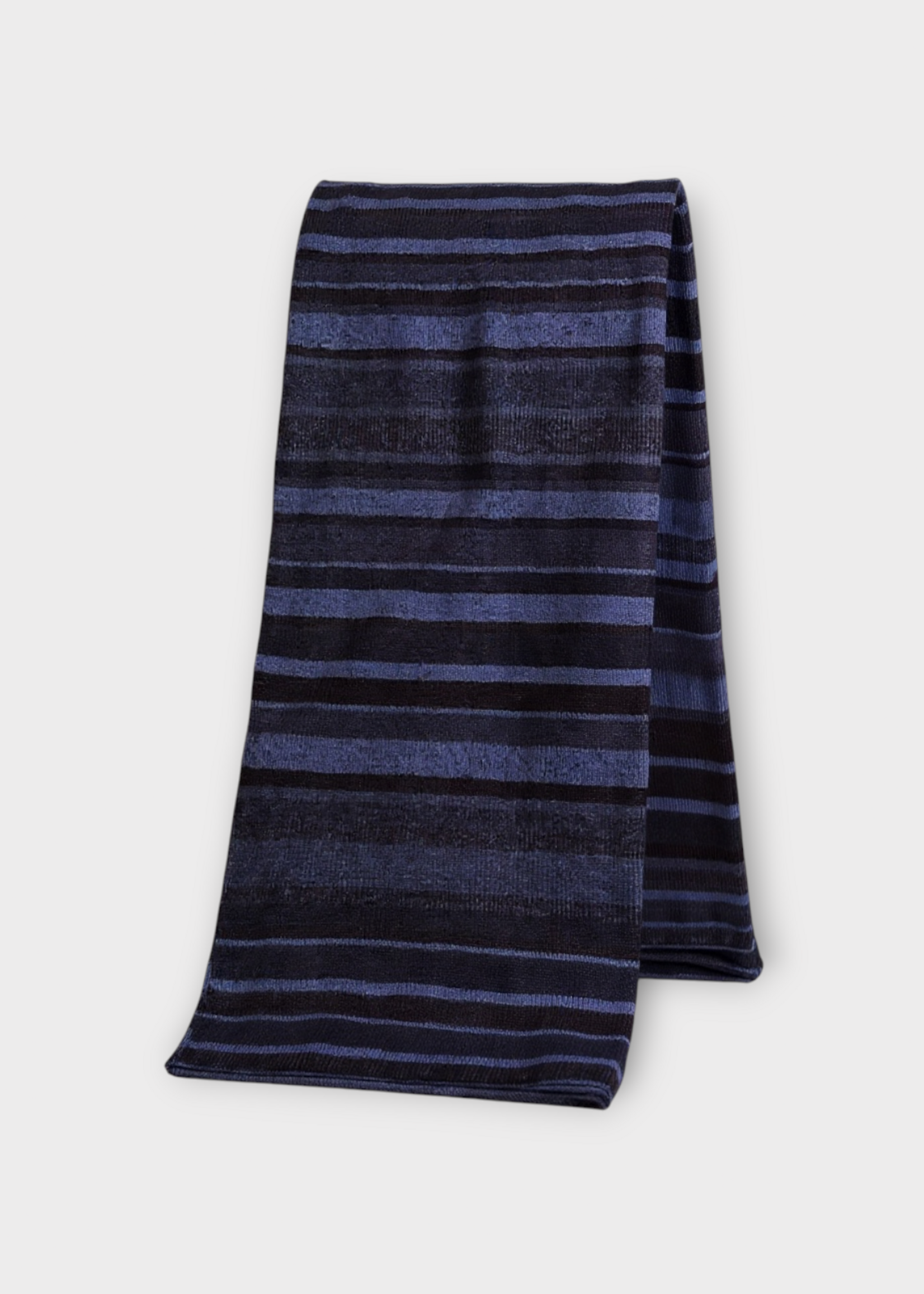 The Elder Statesman The Elder Statesman Blanket, Multi, Cashmere Striped Blanket In Black Blue & Jay Navy