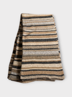 The Elder Statesman The Elder Statesman Blanket, Multi, Cashmere Striped Blanket in White Oatmeal Fidi Grey & Almond