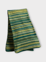 The Elder Statesman The Elder Statesman Blanket, Multi, Cashmere Striped Blanket in Pea & Pine Green