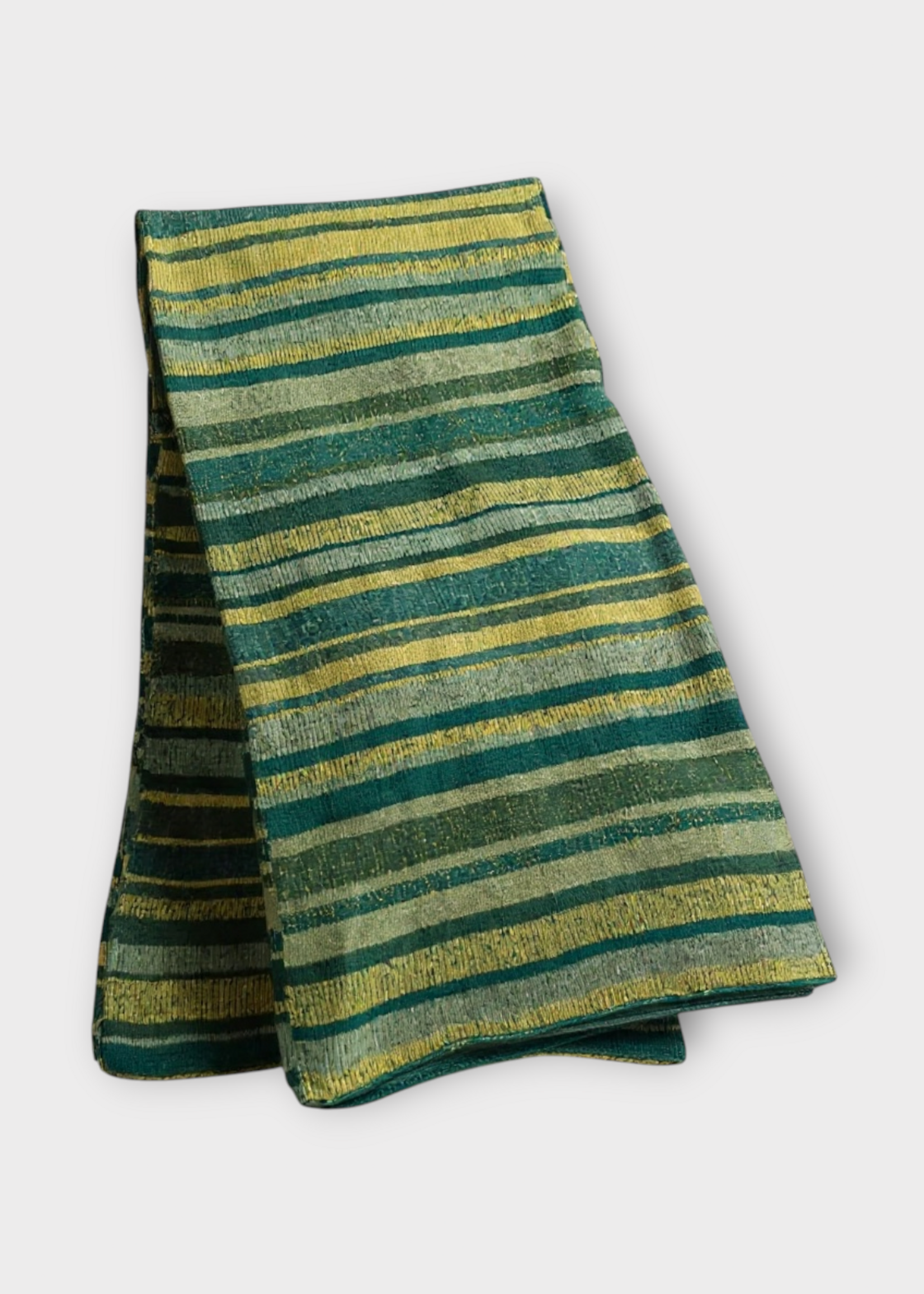 The Elder Statesman The Elder Statesman Blanket, Multi, Cashmere Striped Blanket in Pea & Pine Green