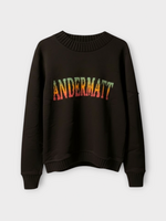 The Elder Statesman The Elder Statesman Knitwear, Multi, Cashmere Crew Neck Sweater in Black & Ivory w/ Andermatt Multicolour Intarsia x TASONI