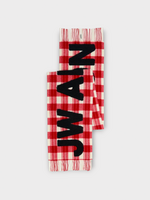 J.W. Anderson J.W. Anderson Scarf, Multi, Fil Coupe Logo Scarf In Red & White Check