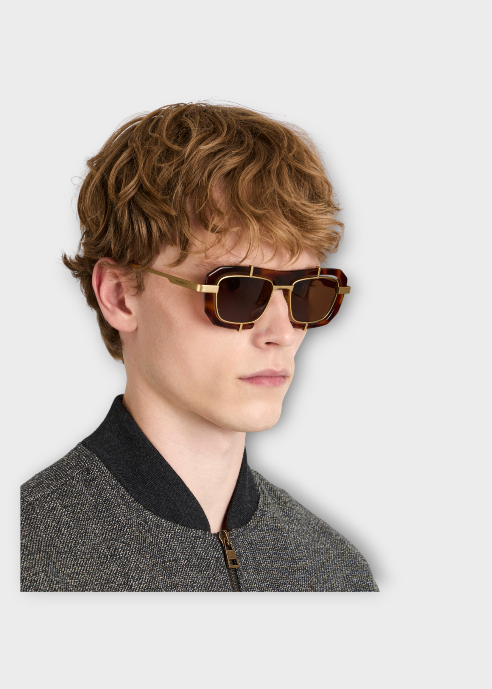 J.W. Anderson J.W. Anderson Sunglasses, Brown, Acetate Geometric Frame Sunglasses In Havana