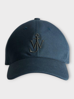 J.W. Anderson J.W. Anderson Hat, Blue, Waxed Cotton Baseball Cap In Dark Blue w/ Logo Embroidery