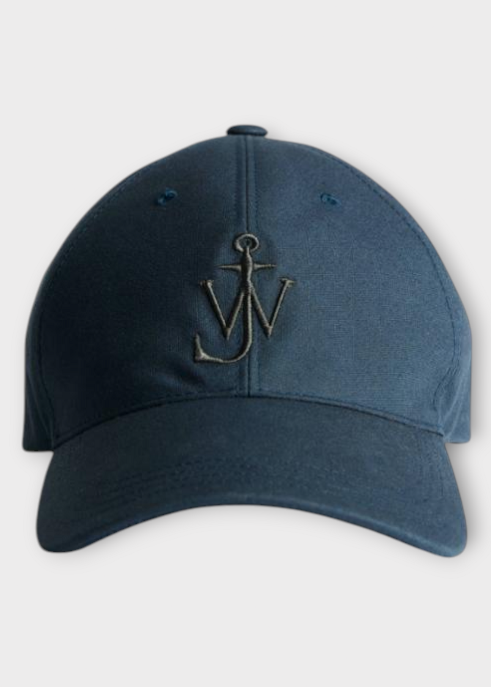 J.W. Anderson J.W. Anderson Hat, Blue, Waxed Cotton Baseball Cap In Dark Blue w/ Logo Embroidery