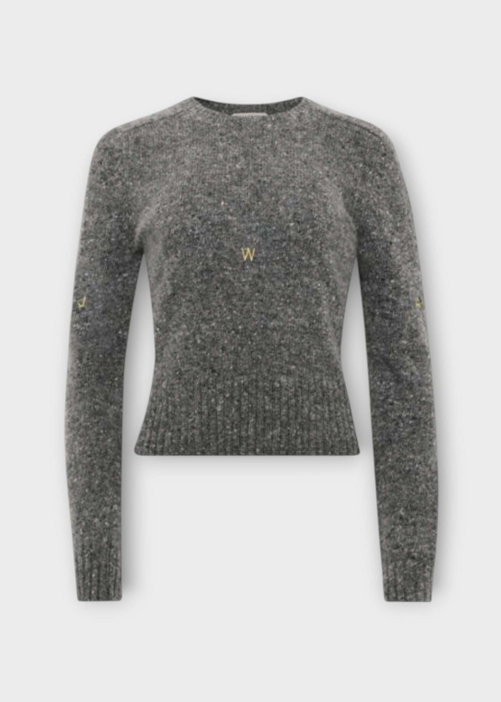 J.W. Anderson J.W. Anderson Knitwear, Grey, Merino Wool & Mohair Crew Neck Long Sleeve Embroidered Jumper In Charcoal Melange