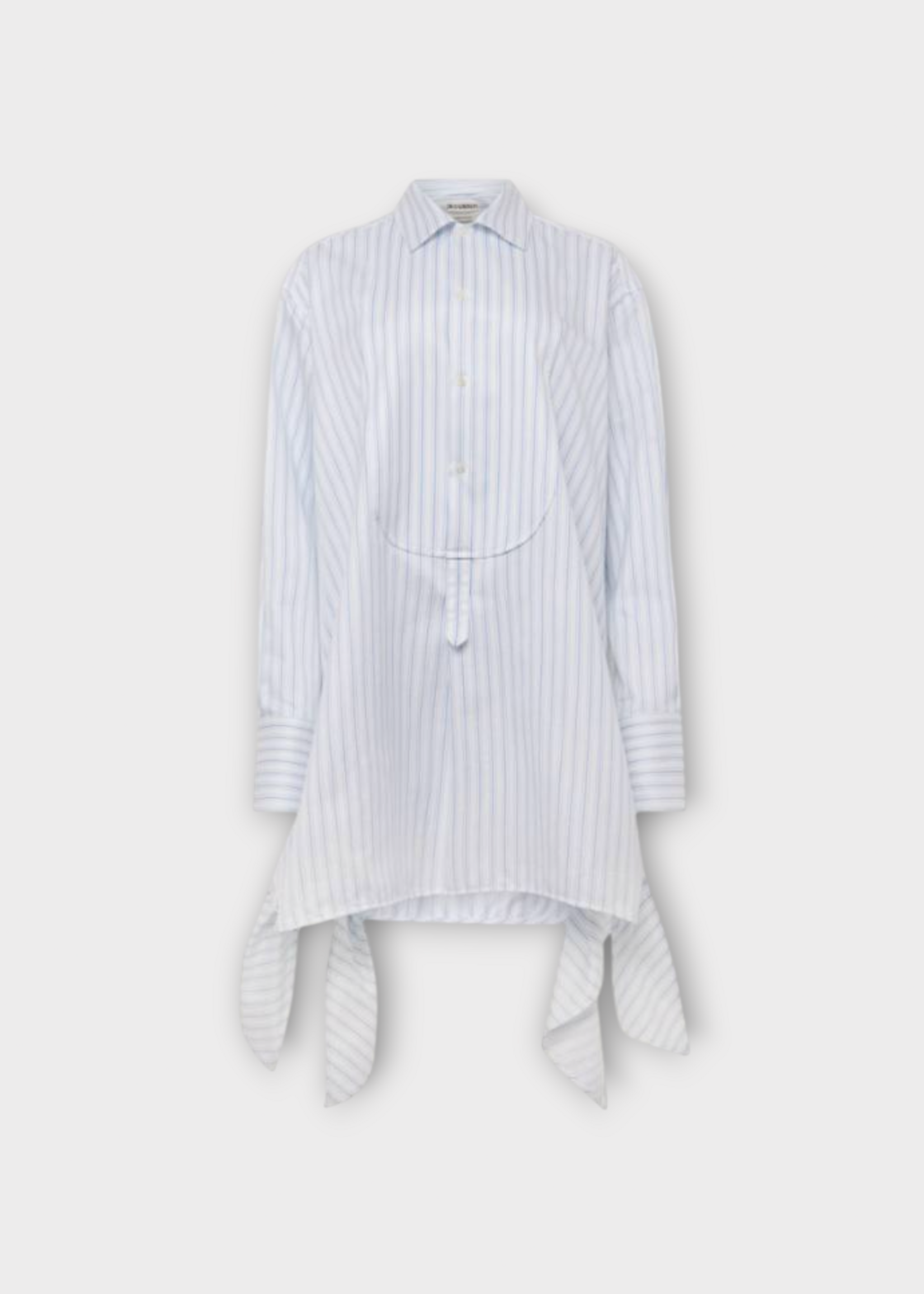 J.W. Anderson J.W. Anderson Dress, Multi, Cotton Collared Side Knot Shirt Dress In White & Blue