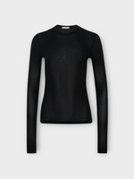 J.W. Anderson J.W. Anderson Top, Black, Crew Neck Long Sleeve Ribbed Top In Black