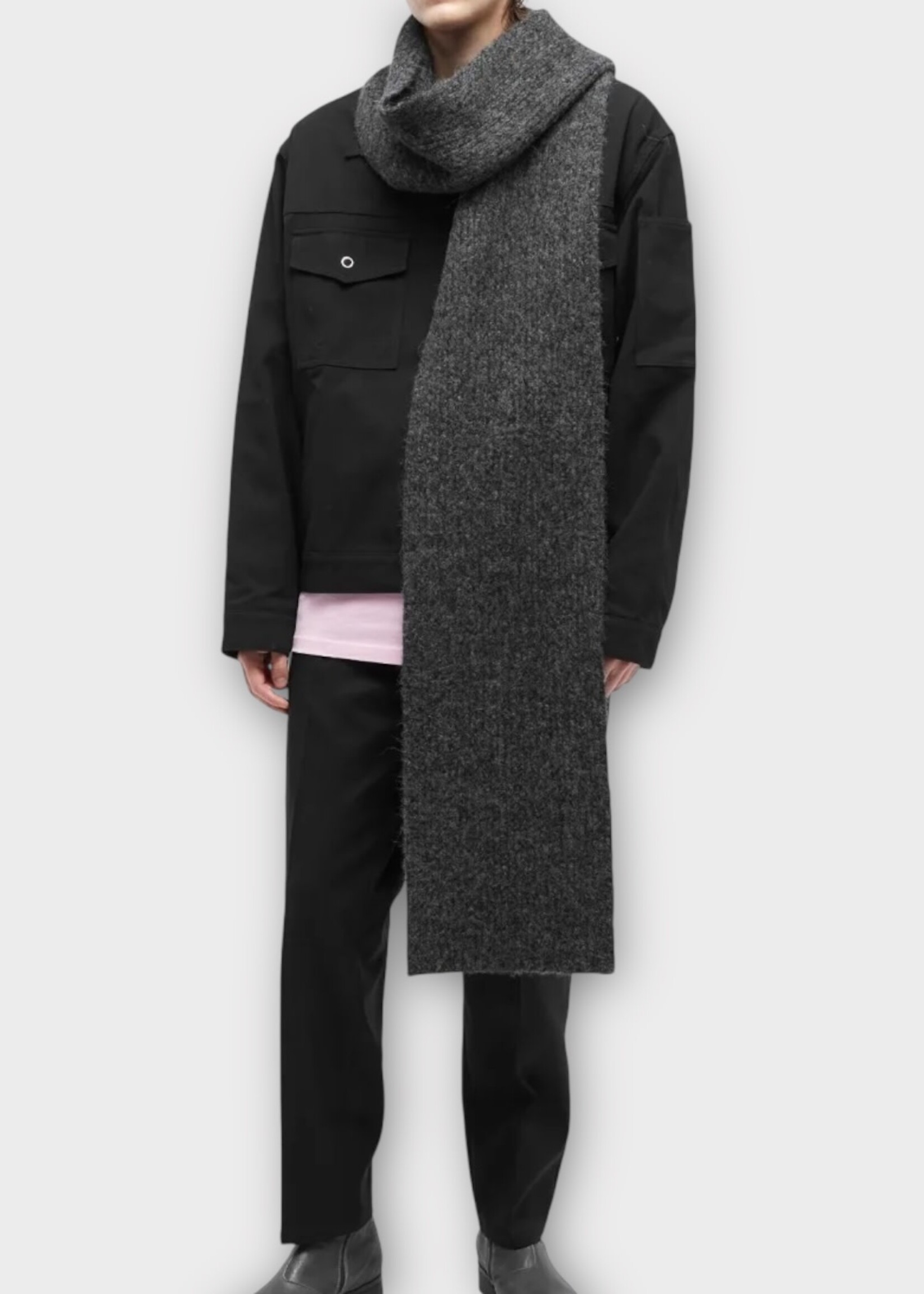 Dries Van Noten Dries Van Noten Scarf, Grey, Moyson Wool Mix In Dark Grey