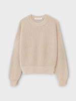 Iris Von Arnim Iris Von Arnim Knitwear, Beige, Avelina Cashmere Crew Neck Cable Knit Pullover In Alabaster