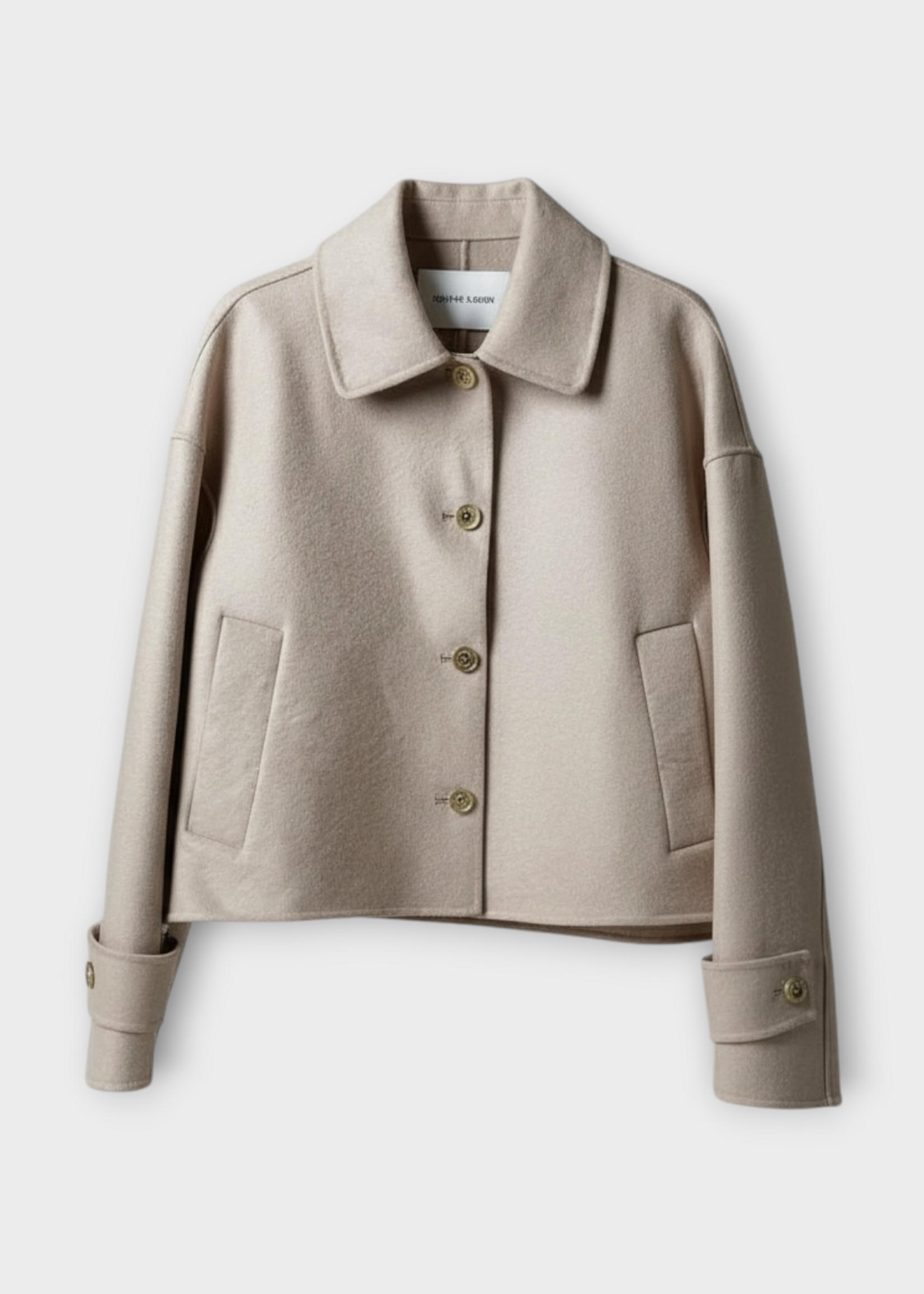Iris Von Arnim Iris Von Arnim Jacket, Beige, Zaria Cashmere & Wool Collared Button Up Cropped Jacket In Alabaster