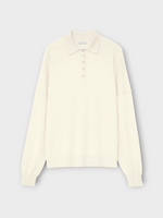 Iris Von Arnim Iris Von Arnim Polo, White, Lilia Cashmere Collared Long Sleeve Knit T-Shirt In Off White