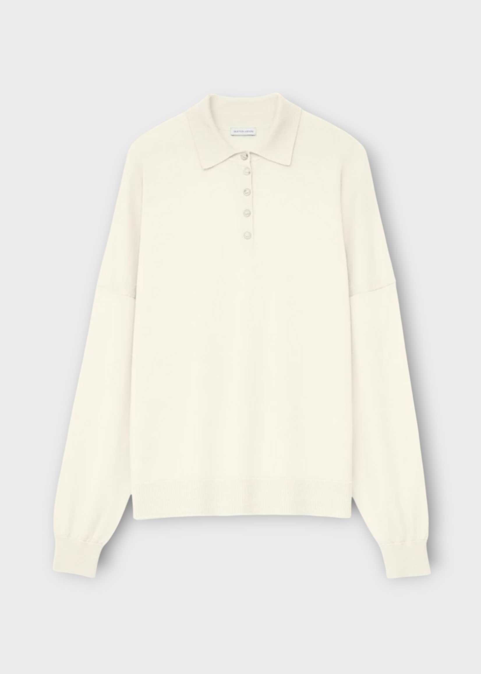 Iris Von Arnim Iris Von Arnim Polo, White, Lilia Cashmere Collared Long Sleeve Knit T-Shirt In Off White