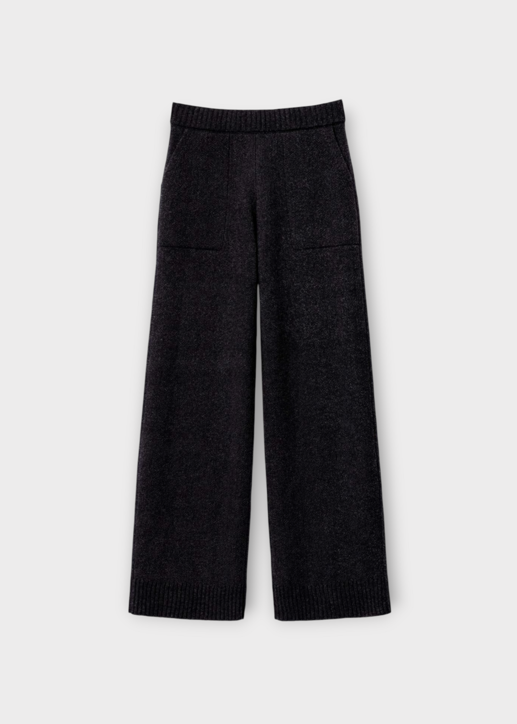 Iris Von Arnim Iris Von Arnim Trousers, Navy, Evania Cashmere & Silk Wide Leg Elastic Waist Knit Pants