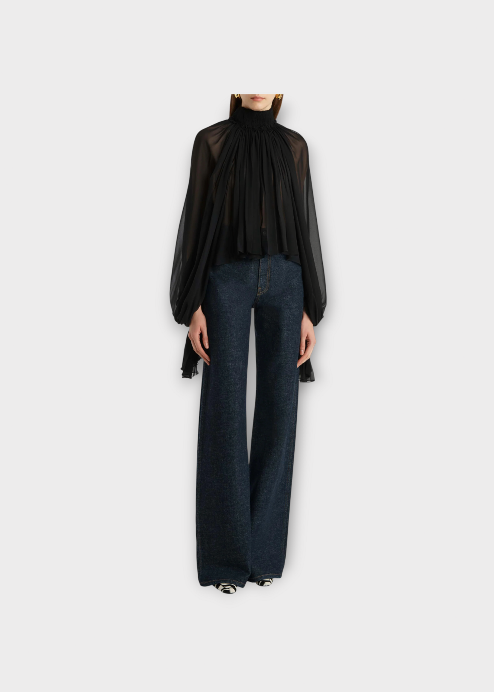 Khaite Khaite Jeans, Navy, Dane Cotton Denim Wide Leg Pants In Benson
