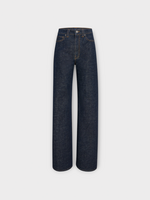 Khaite Khaite Jeans, Navy, Dane Cotton Denim Wide Leg Pants In Benson