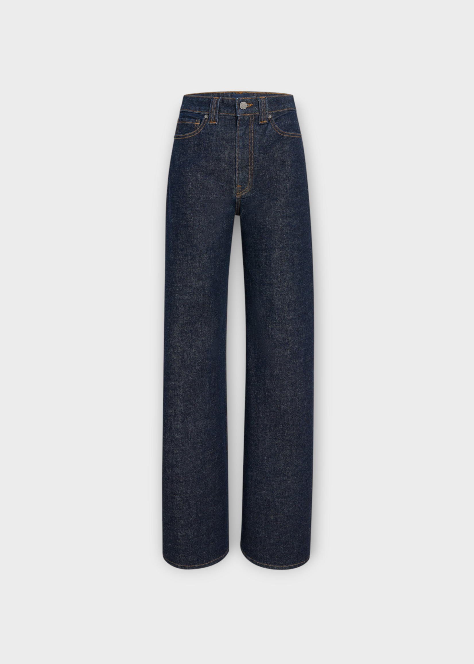 Khaite Khaite Jeans, Navy, Dane Cotton Denim Wide Leg Pants In Benson