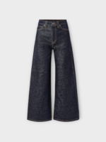 Khaite Khaite Jeans, Navy, Delina Cotton Denim High Waist Wide Leg Pants In Benson