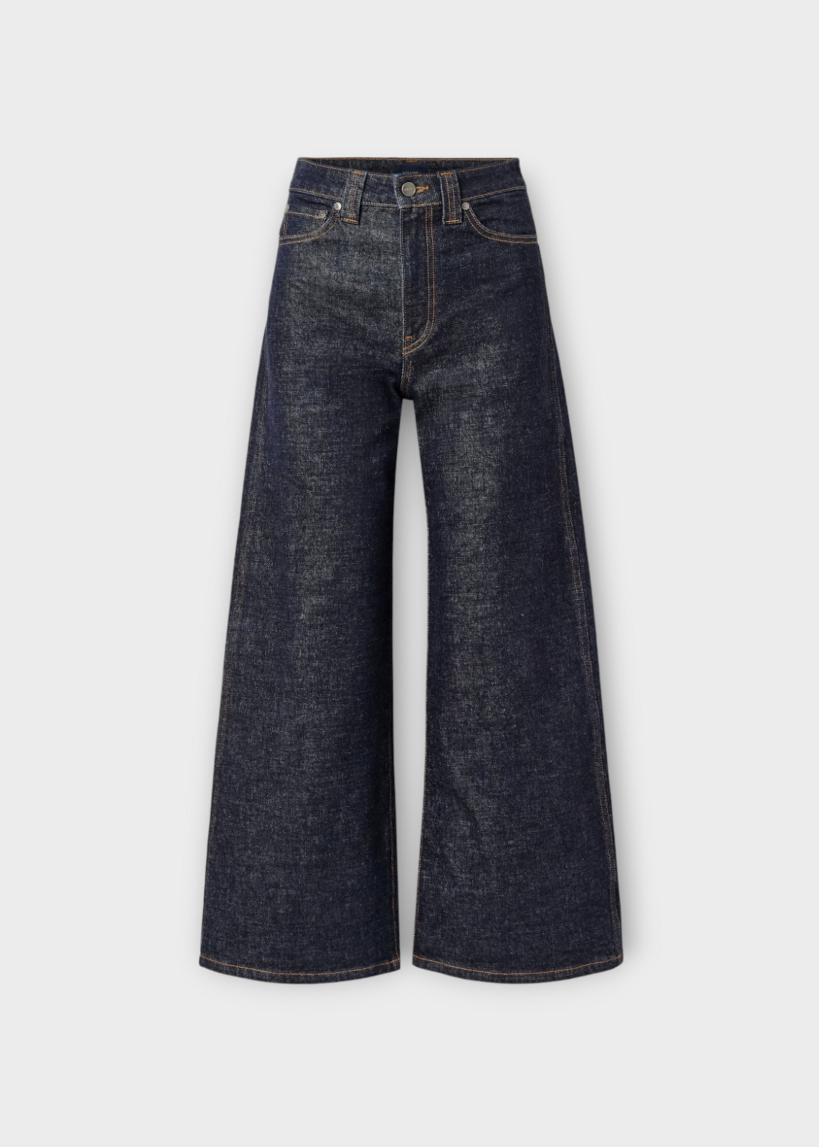 Khaite Khaite Jeans, Navy, Delina Cotton Denim High Waist Wide Leg Pants In Benson