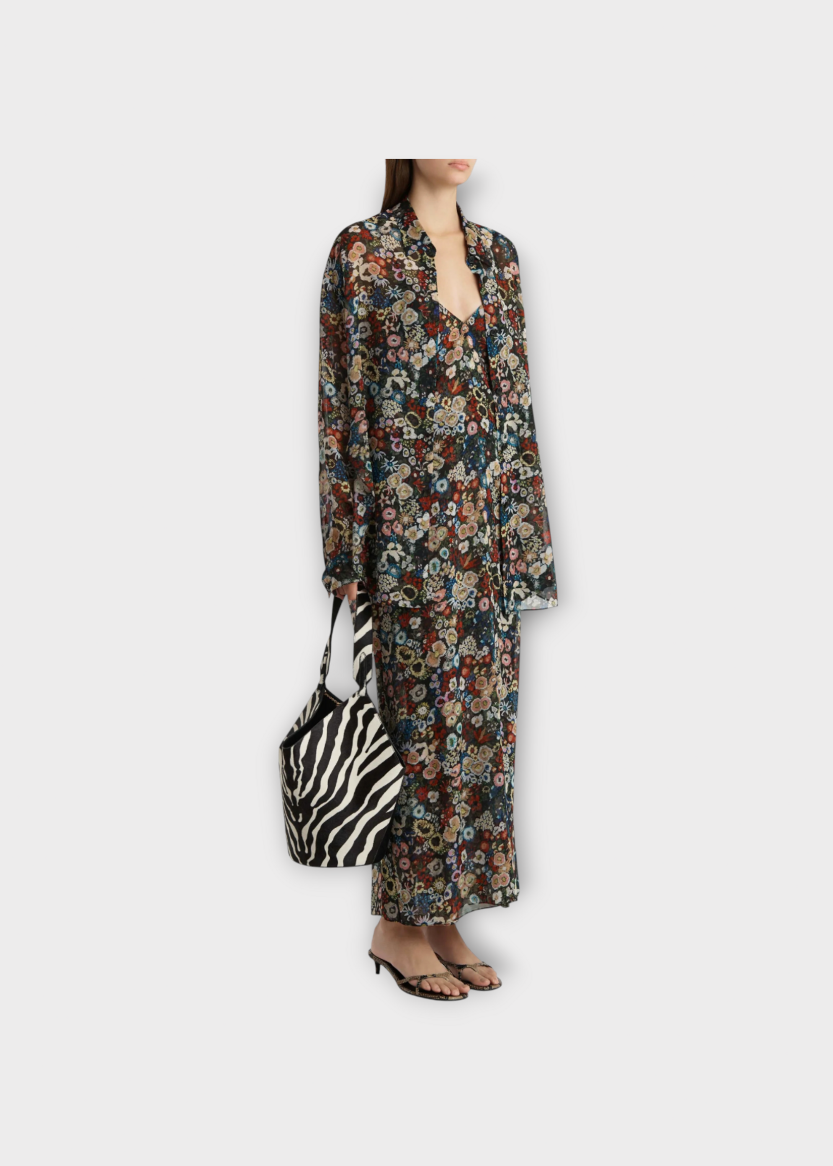 Khaite Khaite Shirt, Print, Goya Silk Button Up Shirt In Flower Print & Black Multi