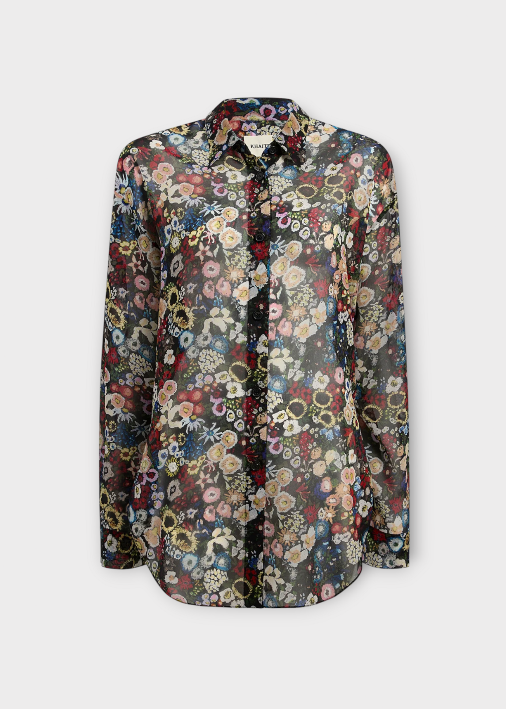 Khaite Khaite Shirt, Print, Goya Silk Button Up Shirt In Flower Print & Black Multi