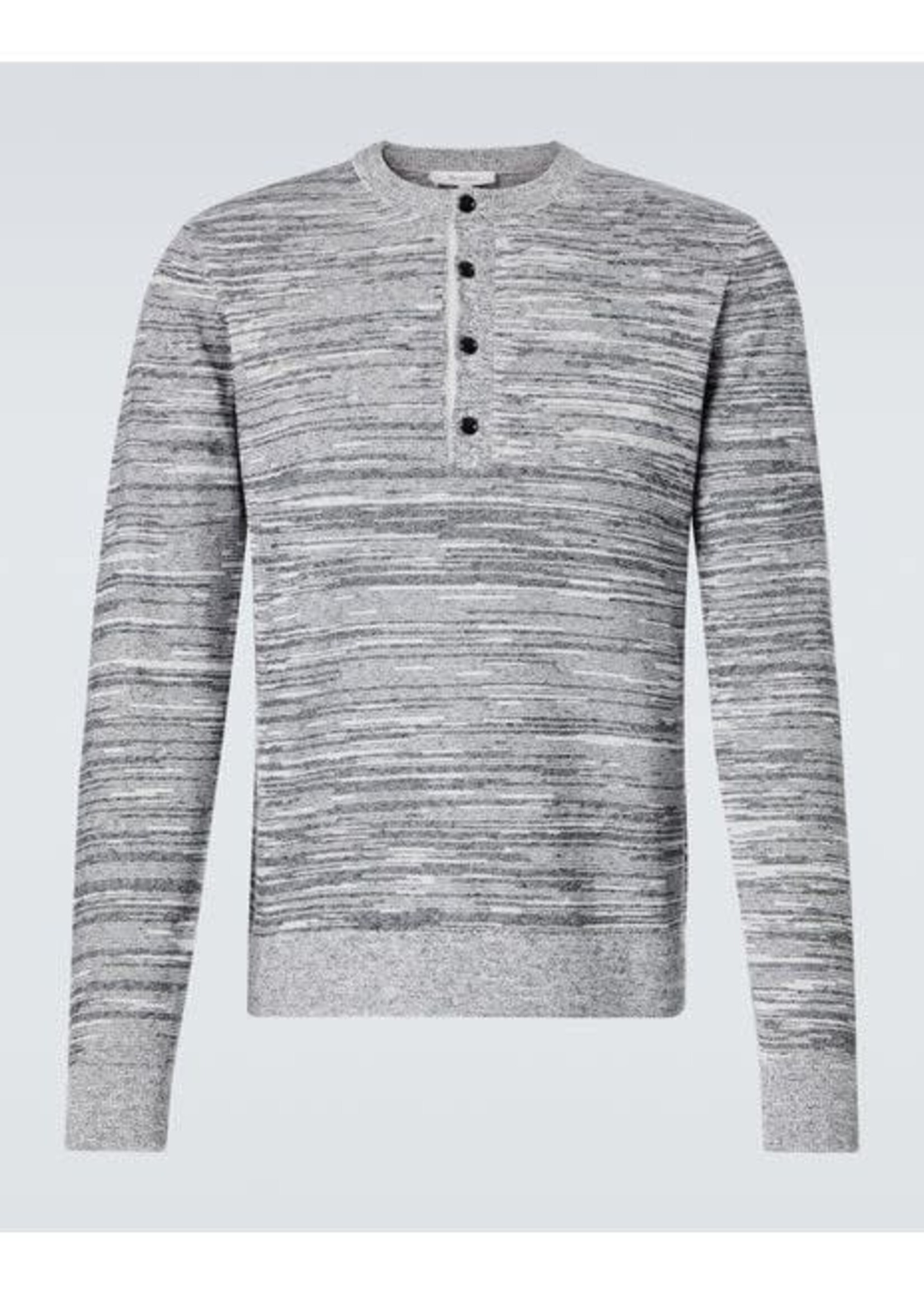 J.W. Anderson J.W. Anderson Knitwear, Grey, Henley Cotton & Linen Mix Crew Neck buttoned Top In Steel
