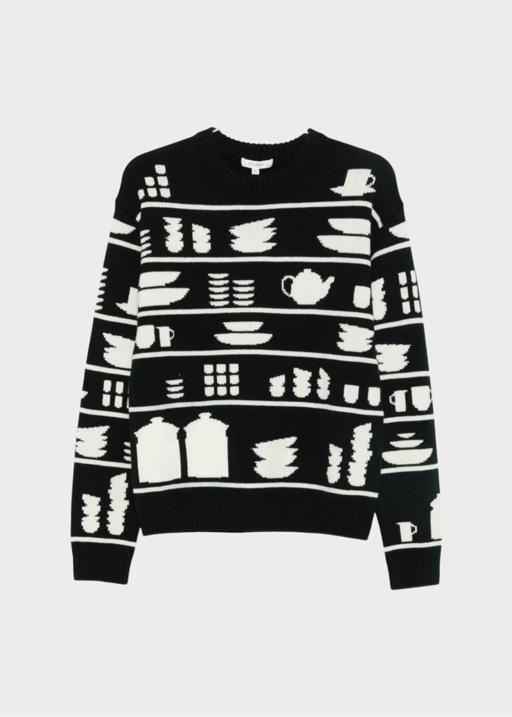 J.W. Anderson J.W. Anderson Knitwear, Multi, Wool Relaxed Fit Crockery Jacquard Jumper In Black & White