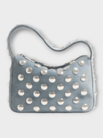 Khaite Khaite Bag, Multi, Elena Suede Leather Small Handbag In Grey Blue w/ Silver Studs