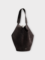 Khaite Khaite Bag, Brown, Lotus Suede Leather Small Tote Bag In Dark Brown