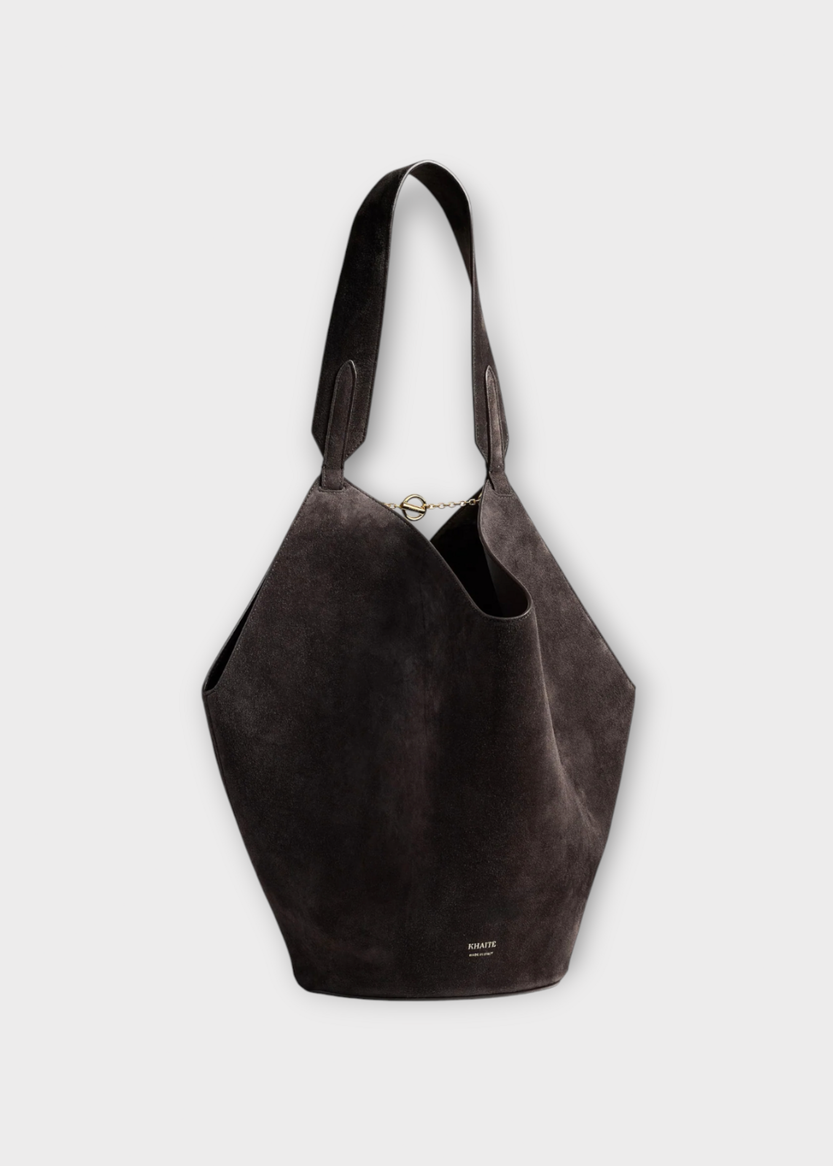 Khaite Khaite Bag, Brown, Lotus Suede Leather Small Tote Bag In Dark Brown