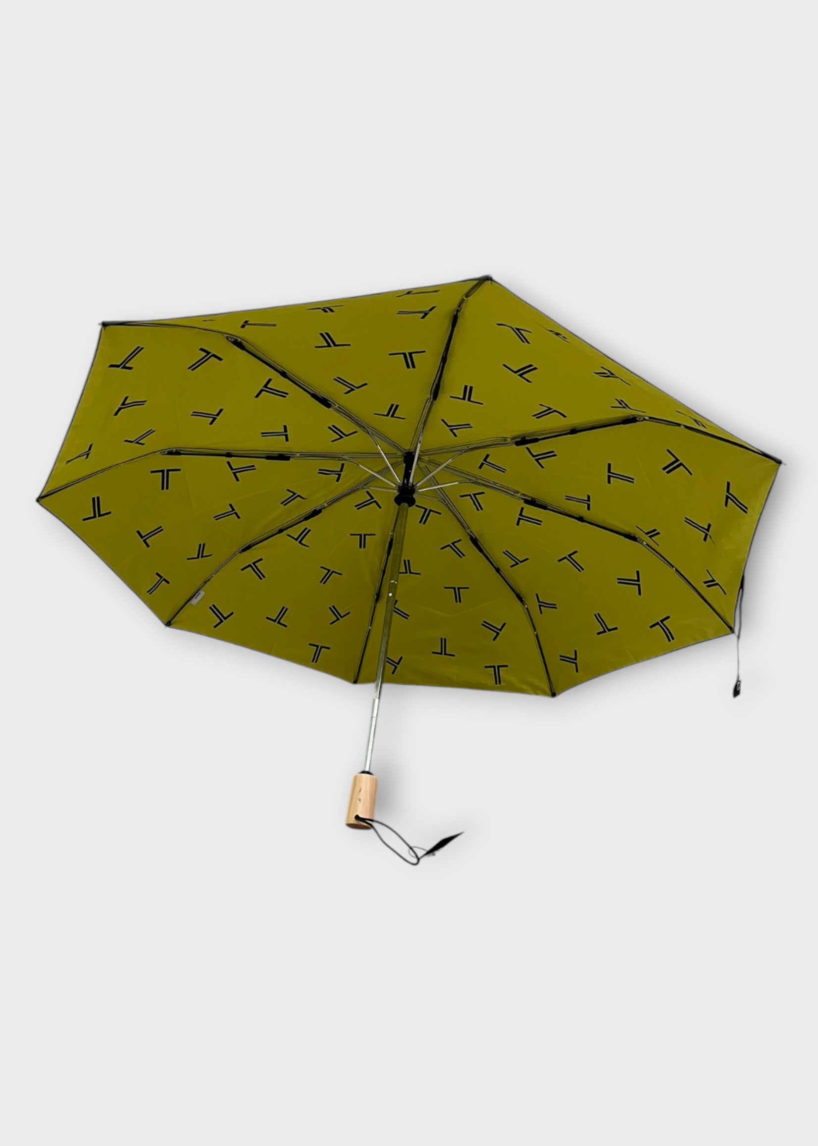 Tasoni Tasoni Umbrella, Print, Tasoni Umbrella In Black & Yellow w/ ''T'' Print All Over