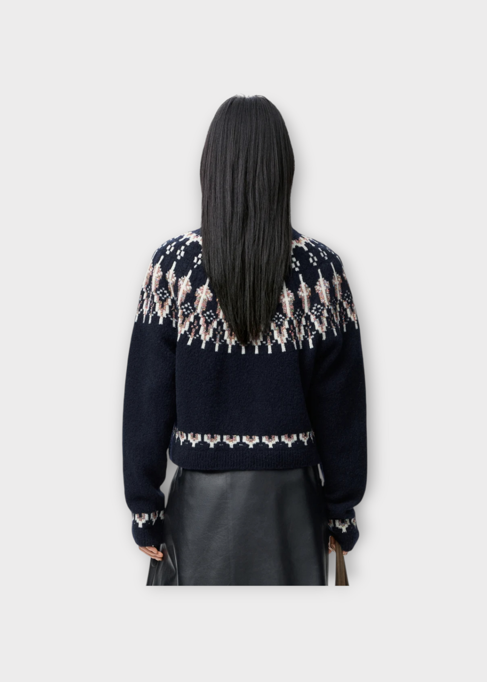 Loewe Loewe Knitwear, Multi, Wool Crew Neck Sequin Embroidered Loewe Logo Sweater In Navy & Multicolor