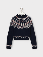 Loewe Loewe Knitwear, Multi, Wool Crew Neck Sequin Embroidered Loewe Logo Sweater In Navy & Multicolor