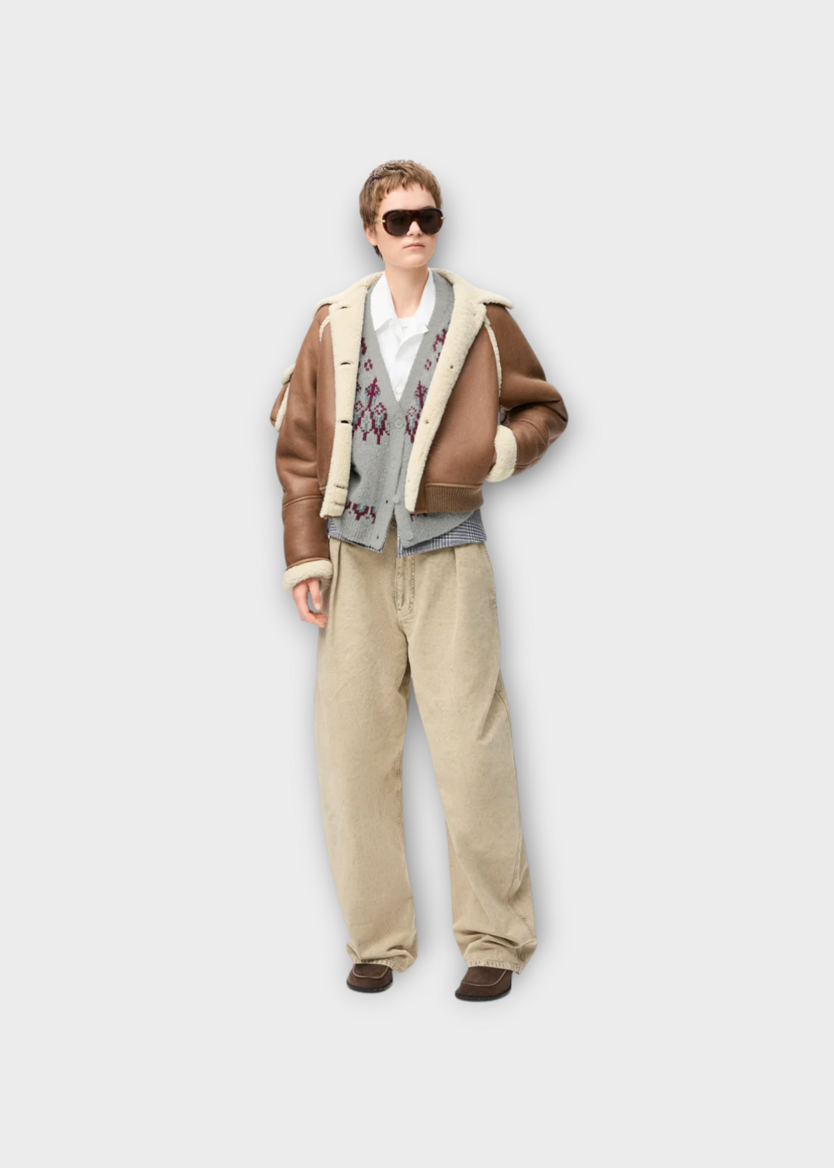 Loewe Loewe Knitwear, Multi, Wool Sequin Embroidered V-Neck Button Up Cardigan In Light Grey & Multicolor