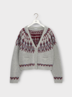 Loewe Loewe Knitwear, Multi, Wool Sequin Embroidered V-Neck Button Up Cardigan In Light Grey & Multicolor