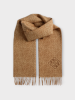 Loewe Loewe Scarf, Beige, Wool & Cashmere 38X180 Anagram Scarf In Mocha