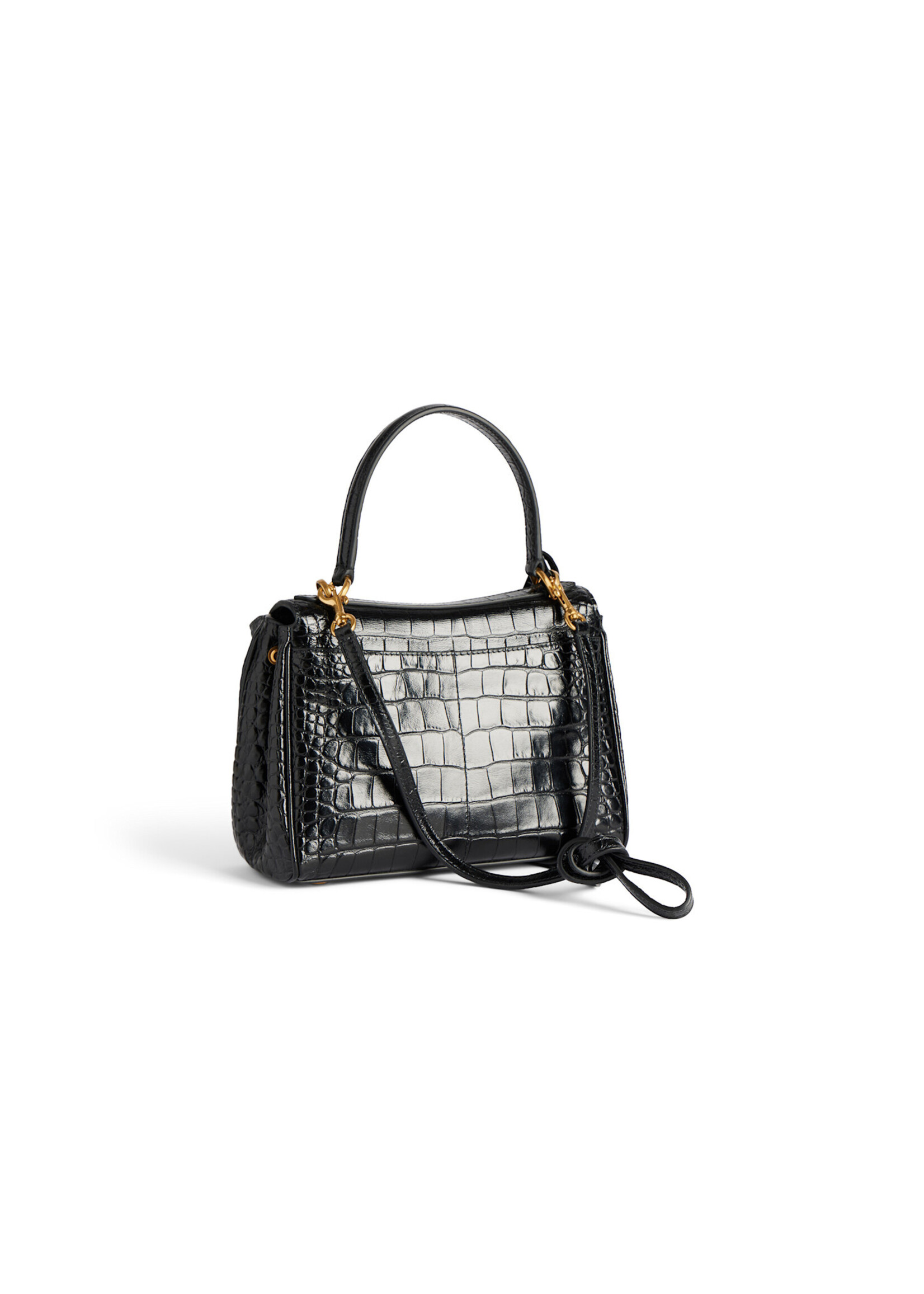 Balenciaga Balenciaga Bag, Black, Rodeo Embossed Croco Leather Top Handle Mini Bag in Black
