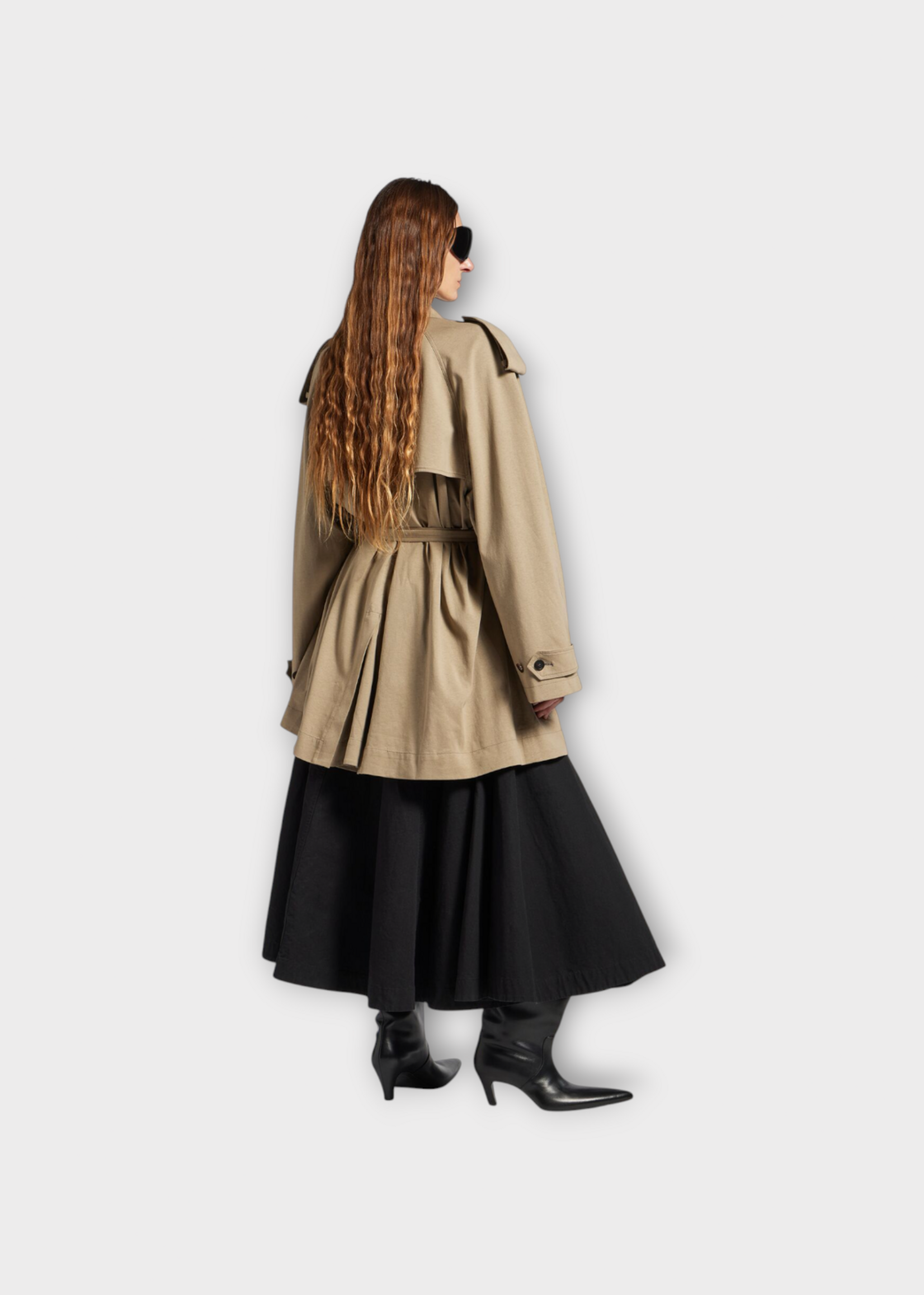 Balenciaga Balenciaga Coat, Beige, Dry Jersey Collared Double Breasted Short Cocoon Trench Coat