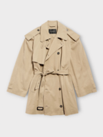 Balenciaga Balenciaga Coat, Beige, Dry Jersey Collared Double Breasted Short Cocoon Trench Coat