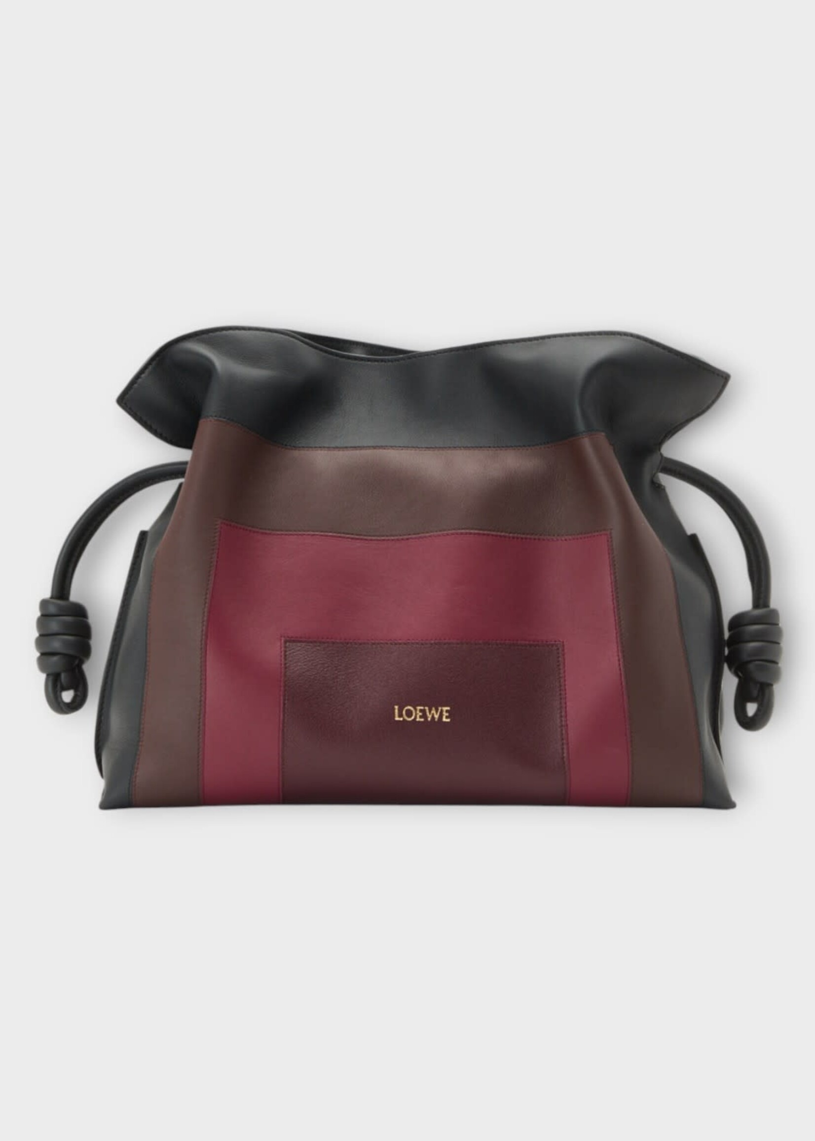 Loewe Loewe Bag, Multi, Nappa Calf Flamenco Square Clutch Bag In Black & Burgundy x Albers
