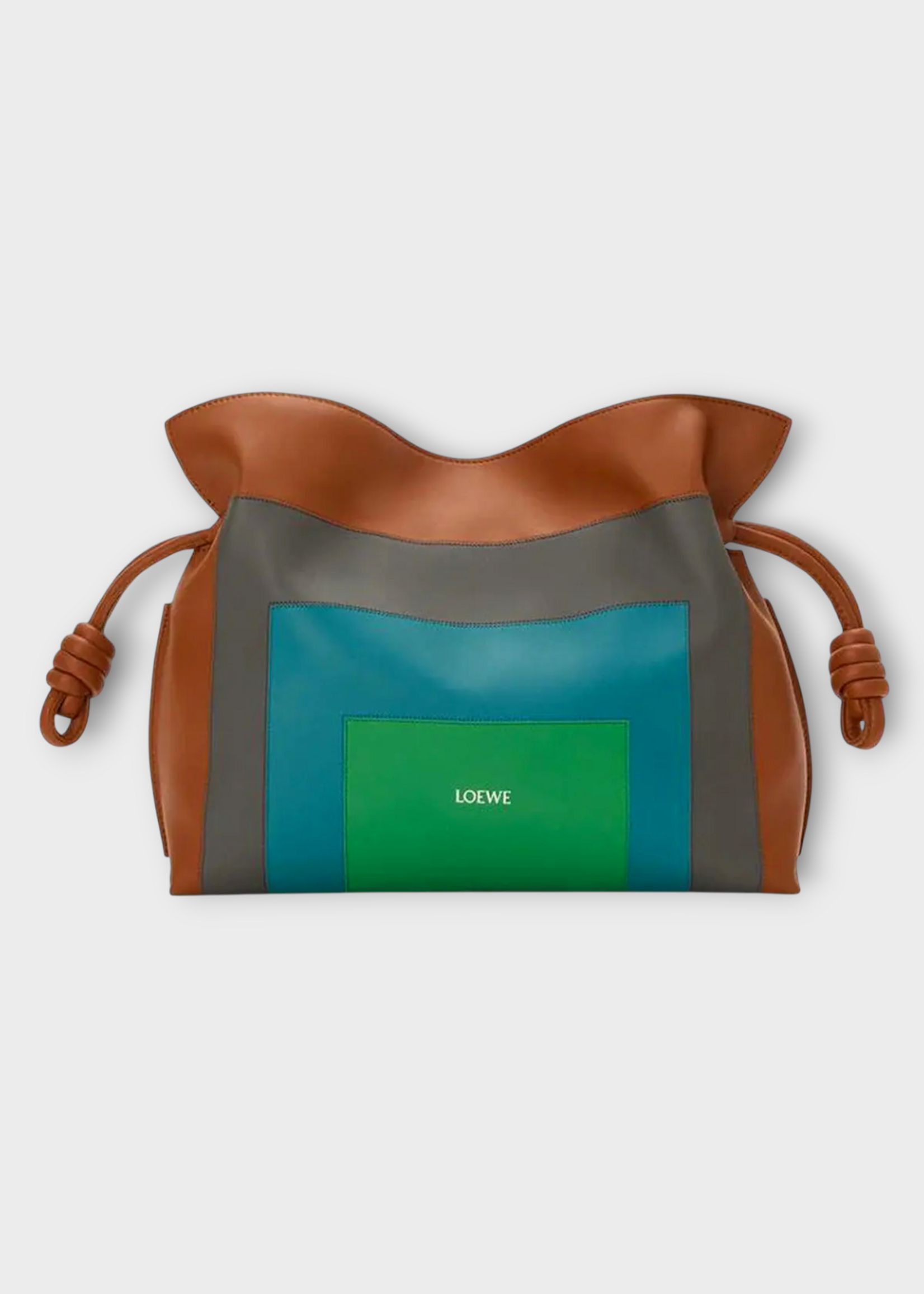 Loewe Loewe Bag, Multi, Nappa Calf Flamenco Square Clutch Bag In Caramel & Light Green