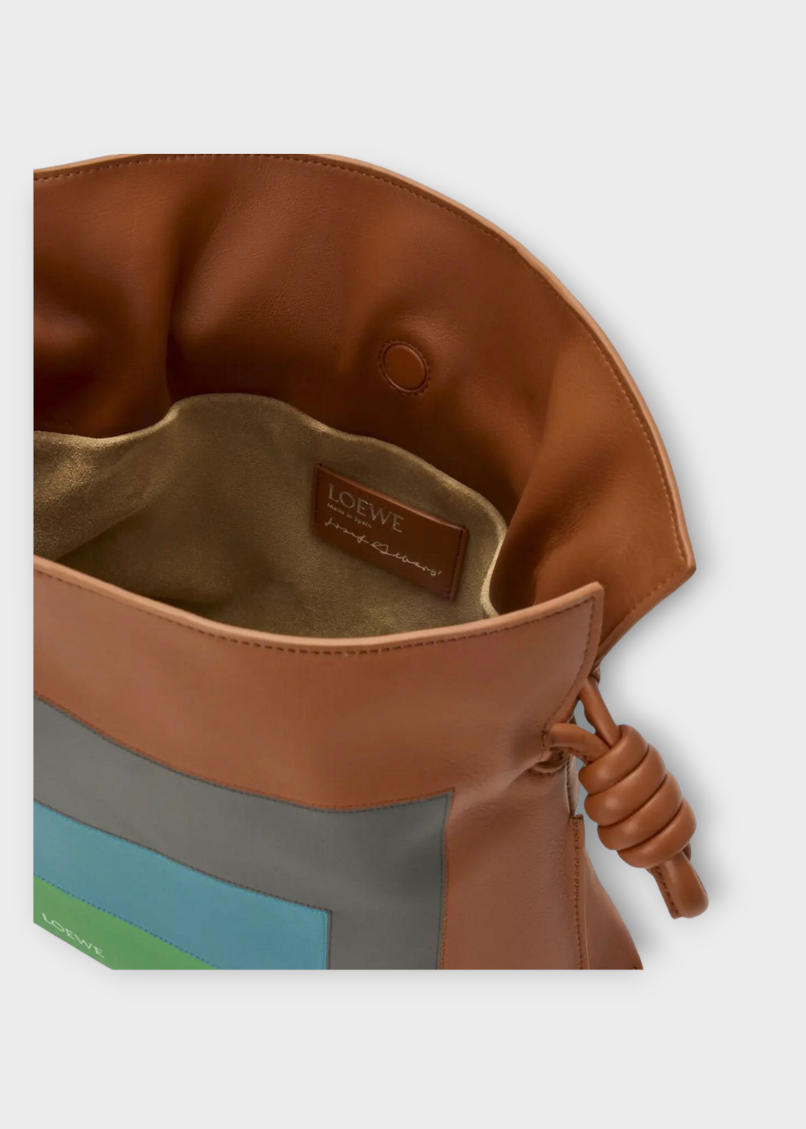 Loewe Loewe Bag, Multi, Nappa Calf Flamenco Square Clutch Bag In Caramel & Light Green