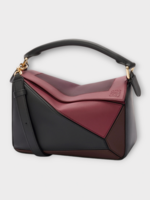 Loewe Loewe Bag, Multi, Nappa Calf Puzzle Small  Square Bag In Black & Burgundy x Albers