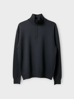 Lisa Yang Lisa Yang Knitwear, Grey, Otis Cotton & Cashmere Half Zipped Sweater In Eclipse