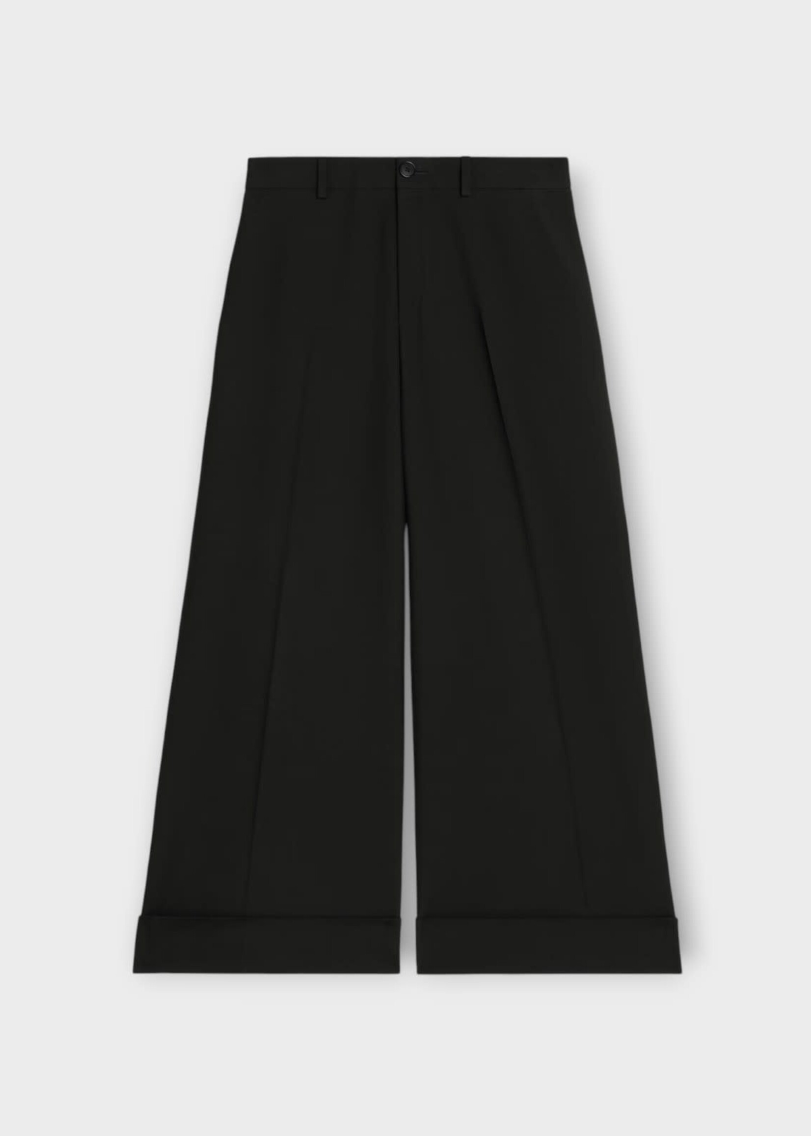 Celine Celine Trousers, Black, Wool Wide Leg Docks Cropped Pants w/ Pleats