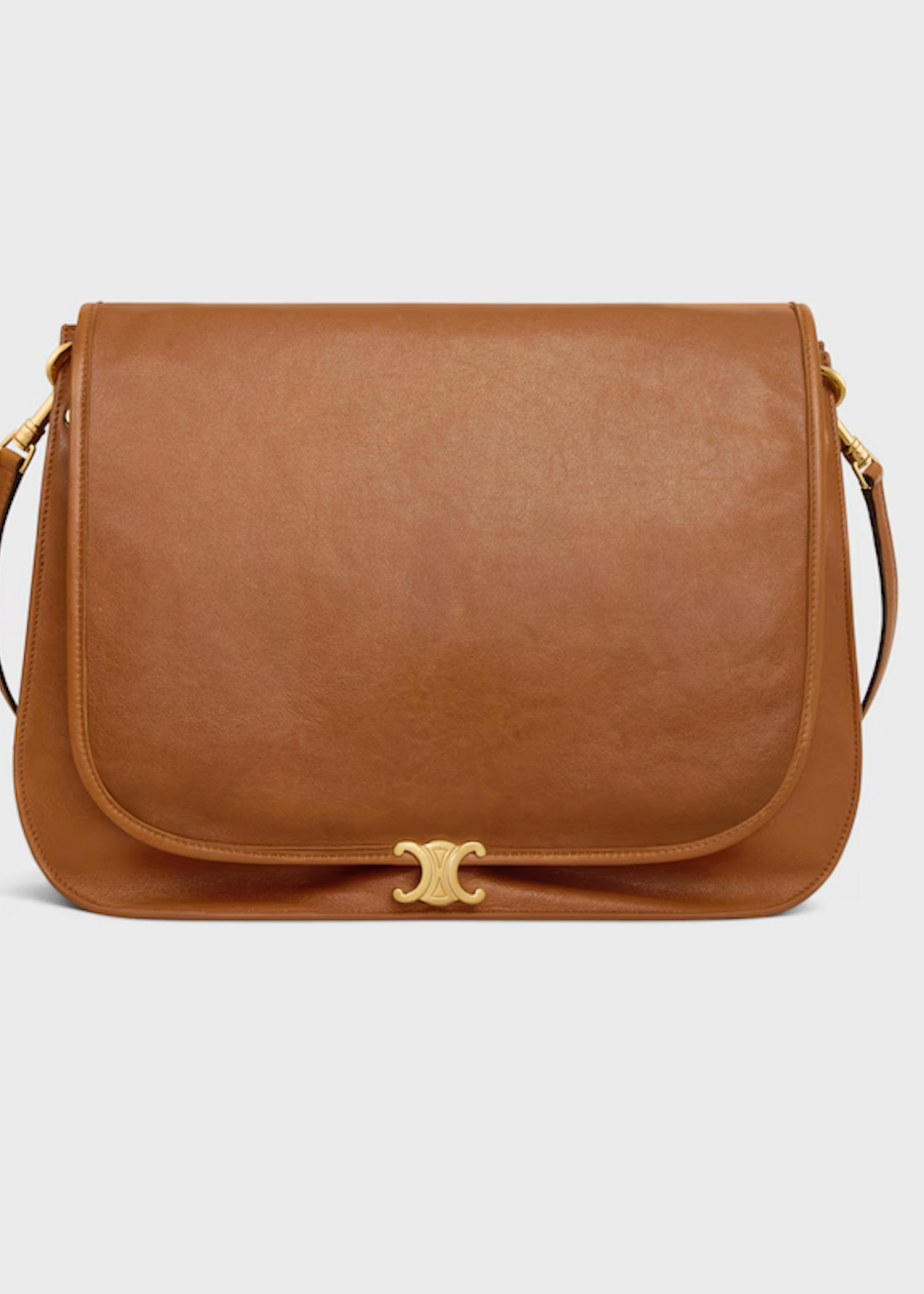 Celine Celine Bag, Brown, Lambskin Besace Companion Shoulder Bag In Soft Tan w/ Flap Closing