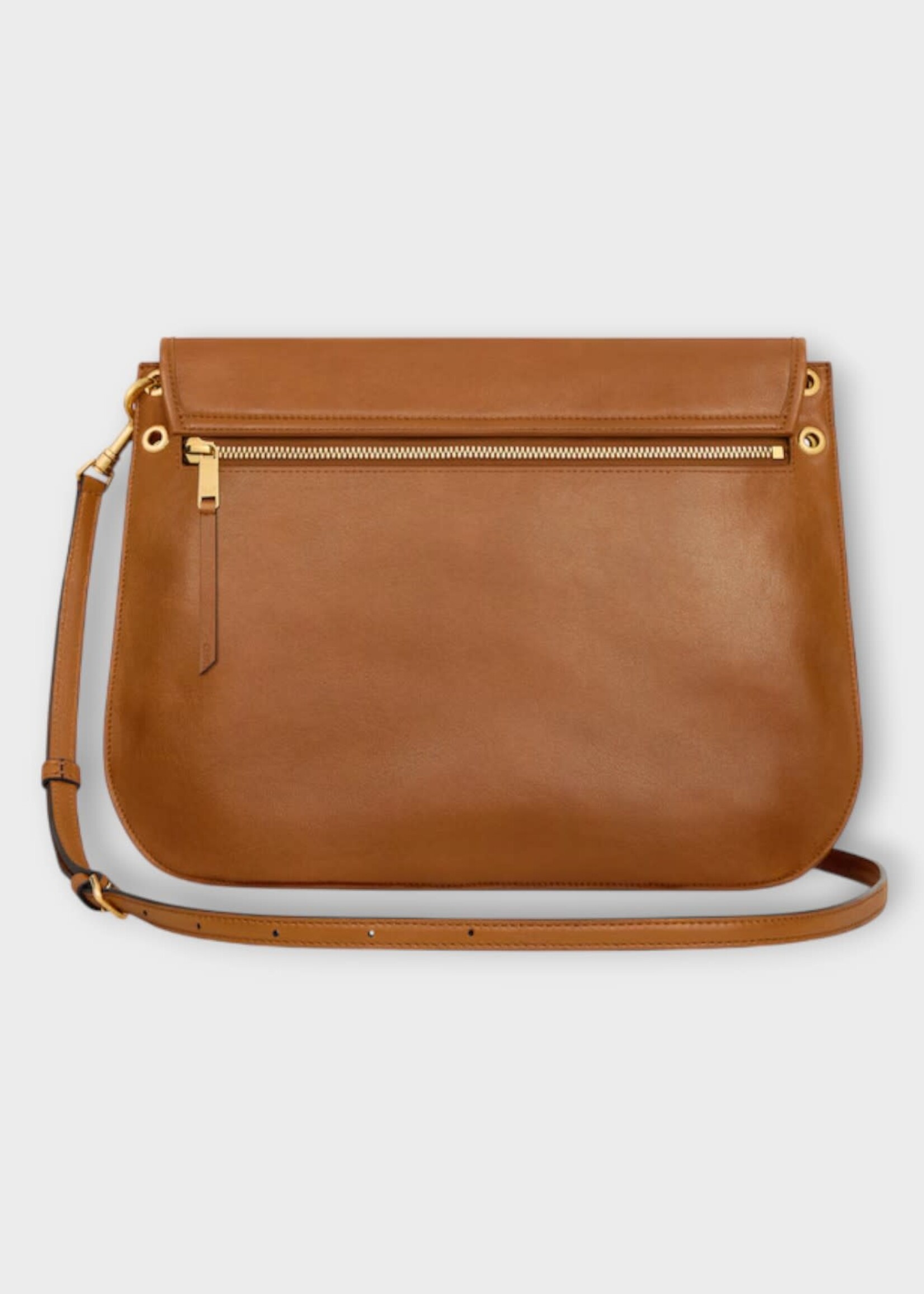 Celine Celine Bag, Brown, Lambskin Besace Companion Shoulder Bag In Soft Tan w/ Flap Closing